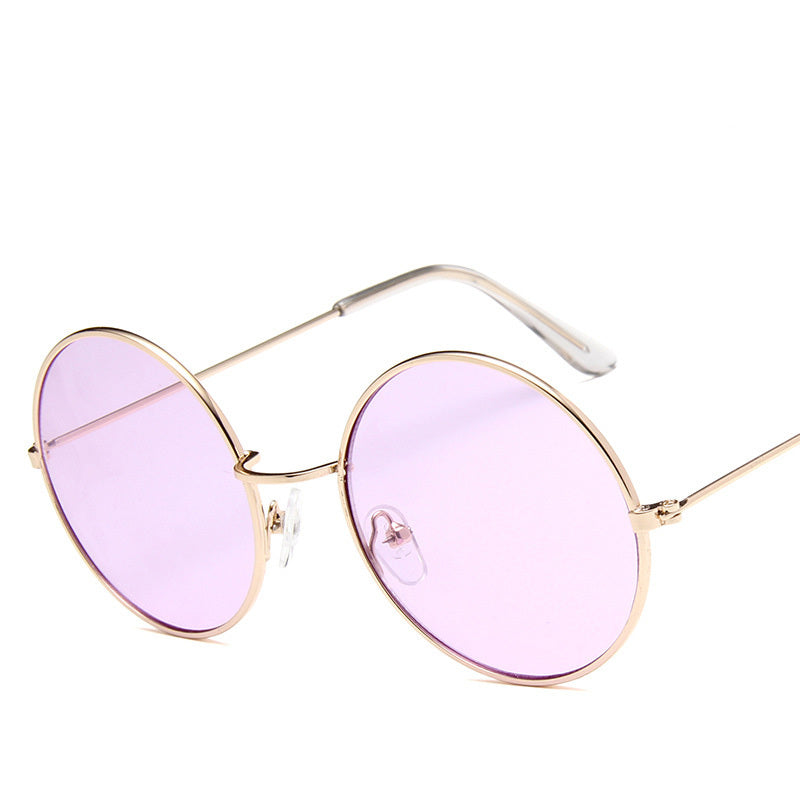 Lunettesx De Soleil Retro Pour Femmes, Effet Miroir, Style Rond Rose, Styliste De Marque, Alliage Pour Femmes,