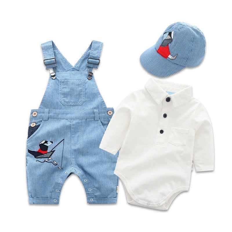 Children's New Baby Suspenders Suit Male Baby Cotton Long-sleeved Cute Puppy Bag Fart - MIQ Store