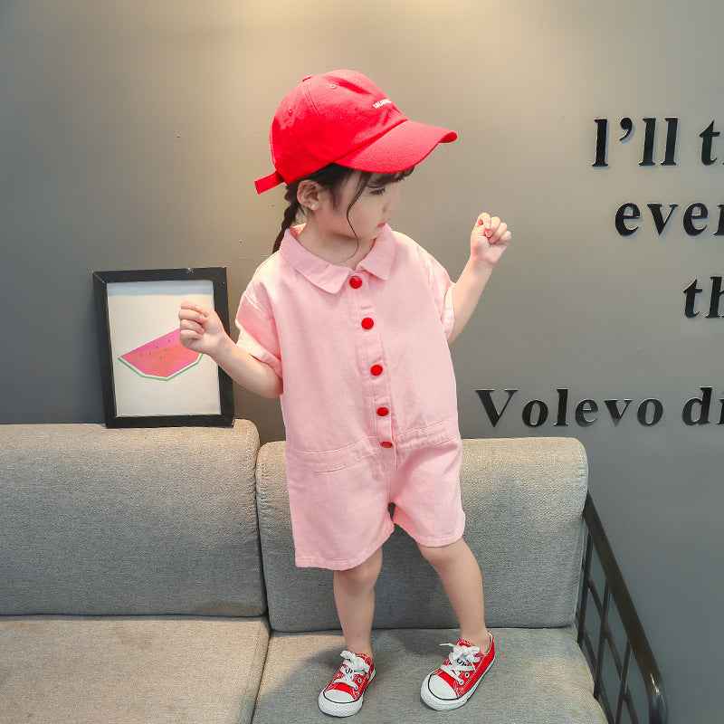 Snap Button Letters Jumpsuit Korean Style Male And Female Baby Romper - MIQ Store