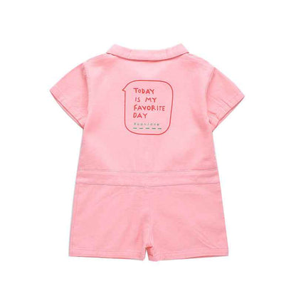 Snap Button Letters Jumpsuit Korean Style Male And Female Baby Romper - MIQ Store