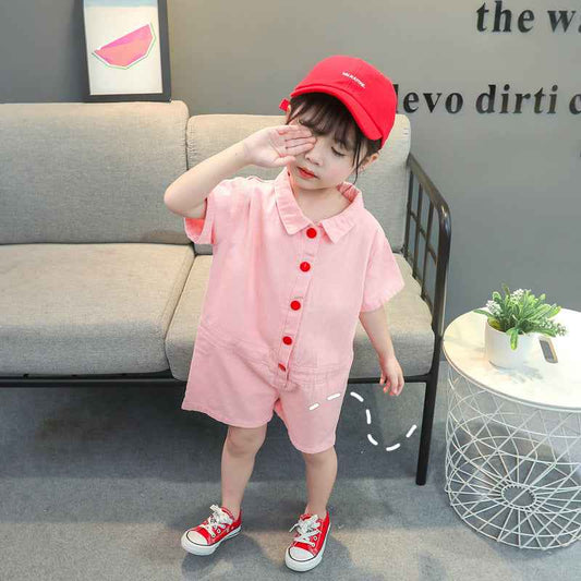 Snap Button Letters Jumpsuit Korean Style Male And Female Baby Romper - MIQ Store