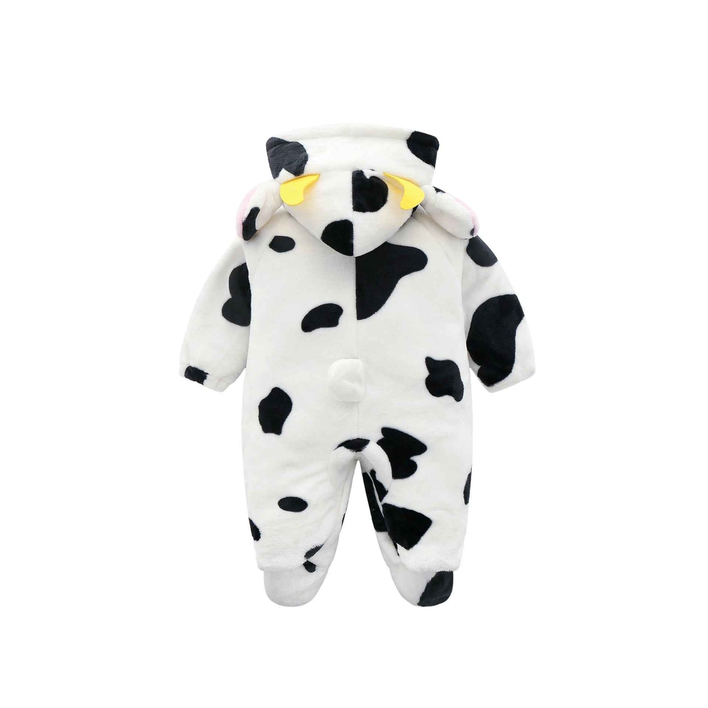 Baby Cow Hooded Crawling Clothes Flannel One Piece Clothes 0 1 Male And Female Baby Outerwear - MIQ Store