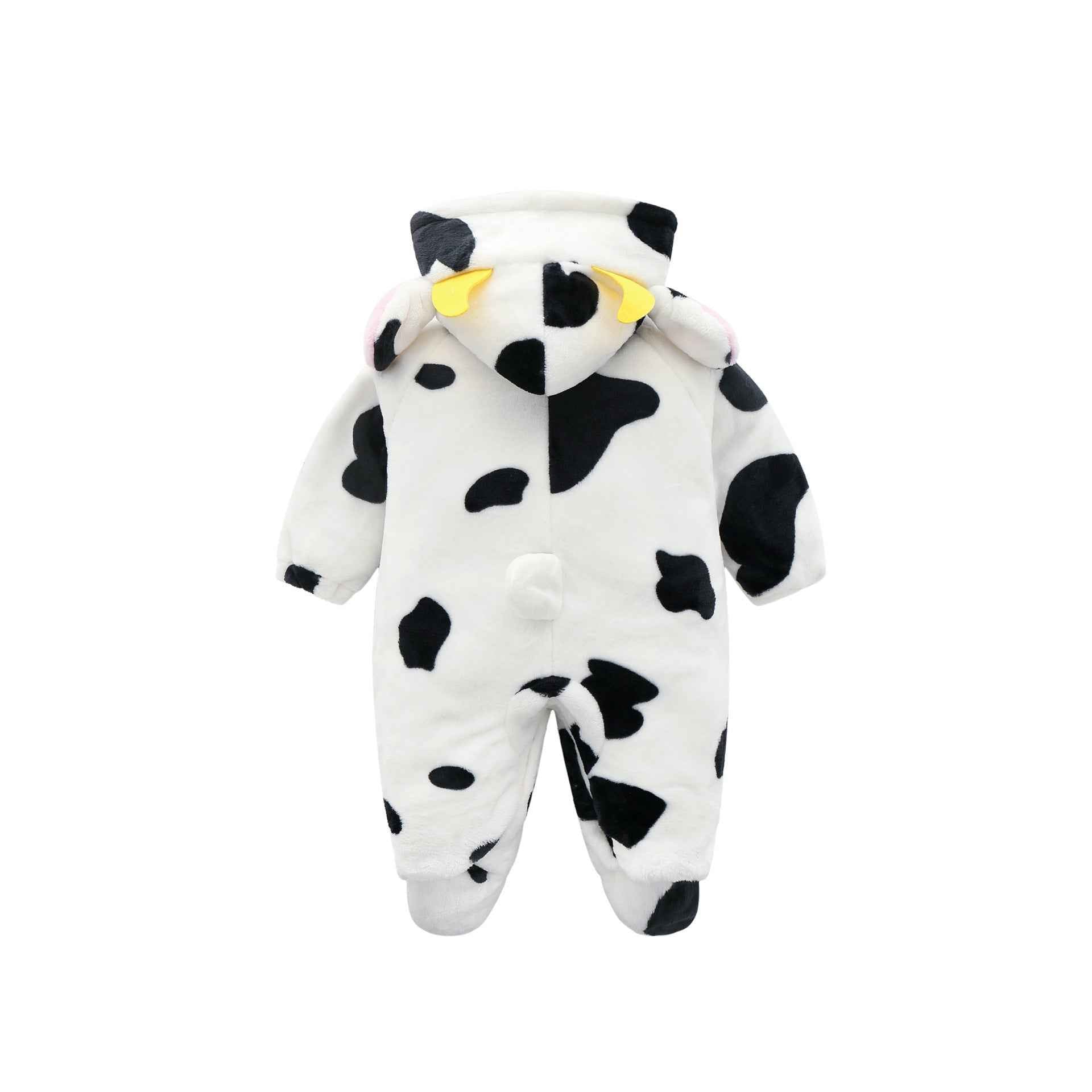 Baby Cow Hooded Crawling Clothes Flannel One Piece Clothes 0 1 Male And Female Baby Outerwear - MIQ Store