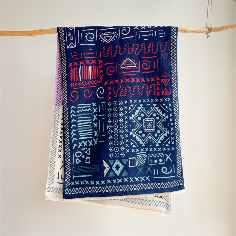 Travel Windproof Shawl Artificial Cashmere Scarf Women's Double-sided