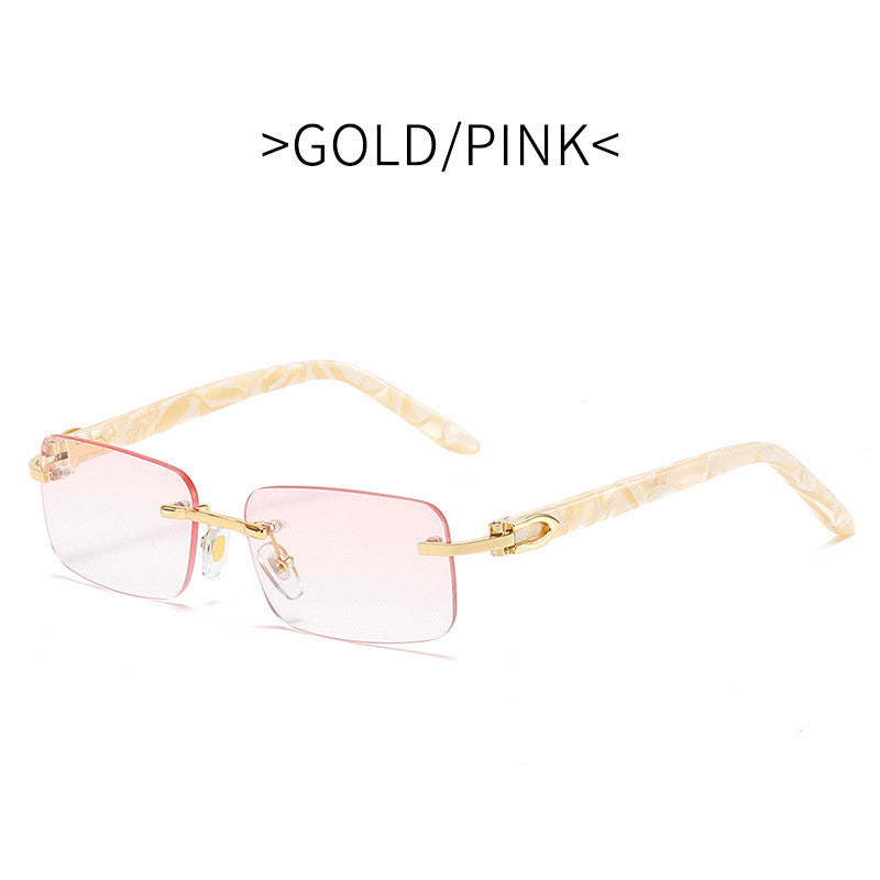 Small Square Frameless Acetate Sunglasses