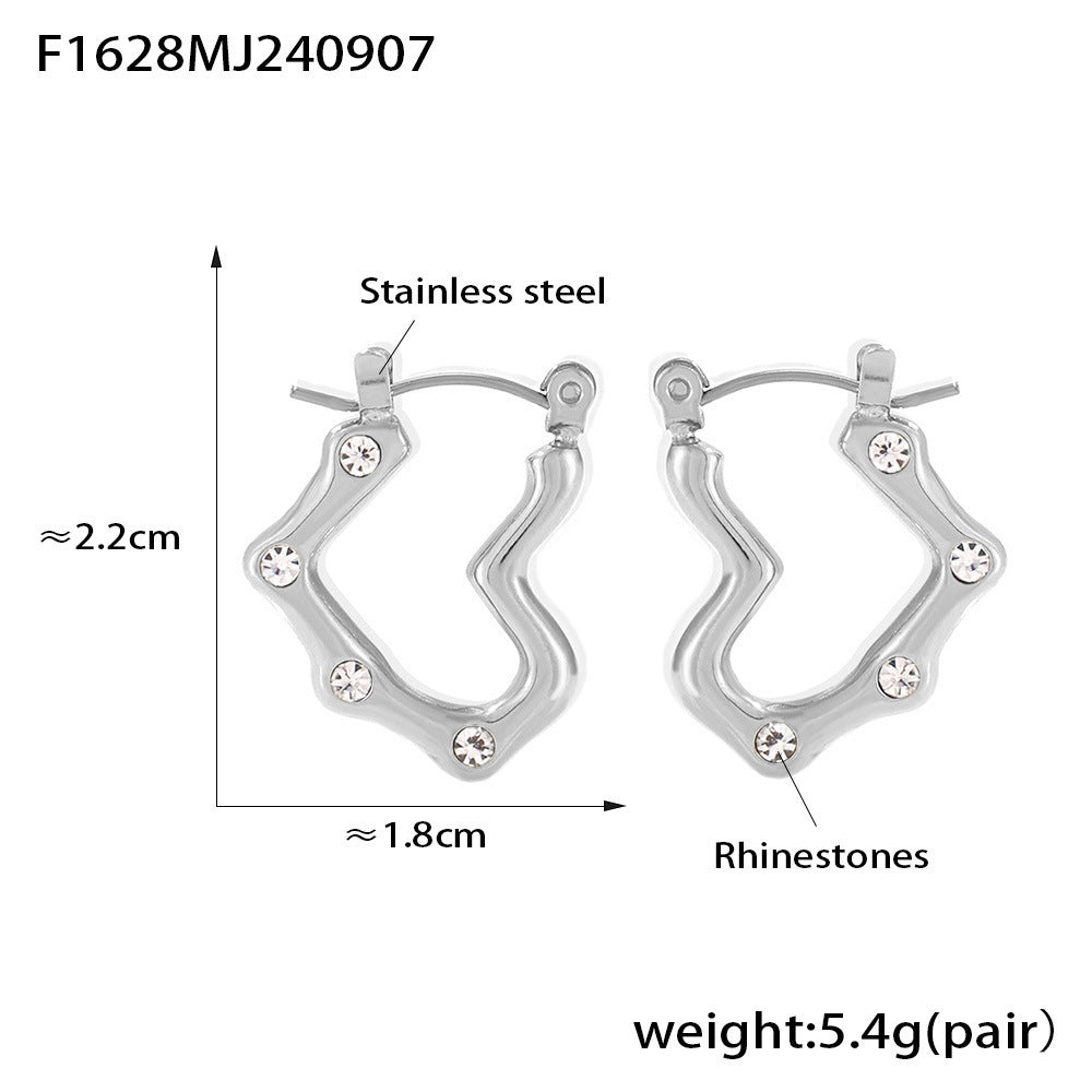 Heart-shaped Stainless Steel 18K Gold-plated Light Luxury Earrings