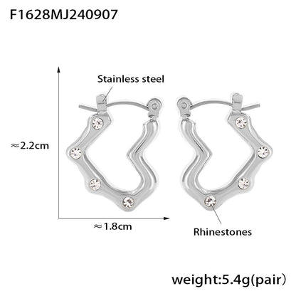 Heart-shaped Stainless Steel 18K Gold-plated Light Luxury Earrings