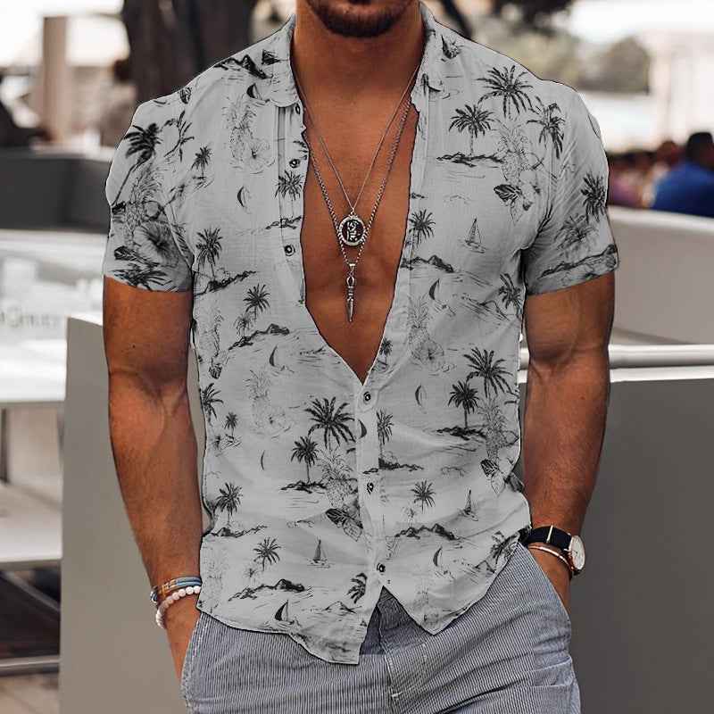 3D Personalized Printing T-shirt Summer Loose Short Sleeve Lapel Shirt Casual Streetwear Clothing For Men