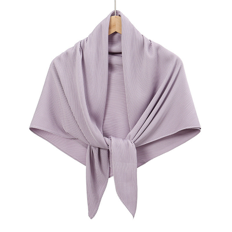 Solid Color Satin Crumpled Large Kerchief Fashion Scarf