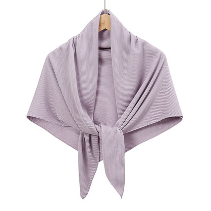 Solid Color Satin Crumpled Large Kerchief Fashion Scarf