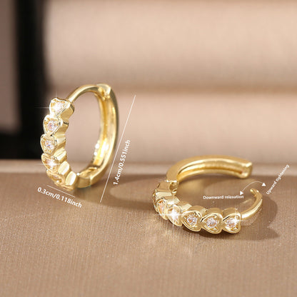 Copper Inlaid Zirconium Love Heart Trendy Exquisite Women's Earrings