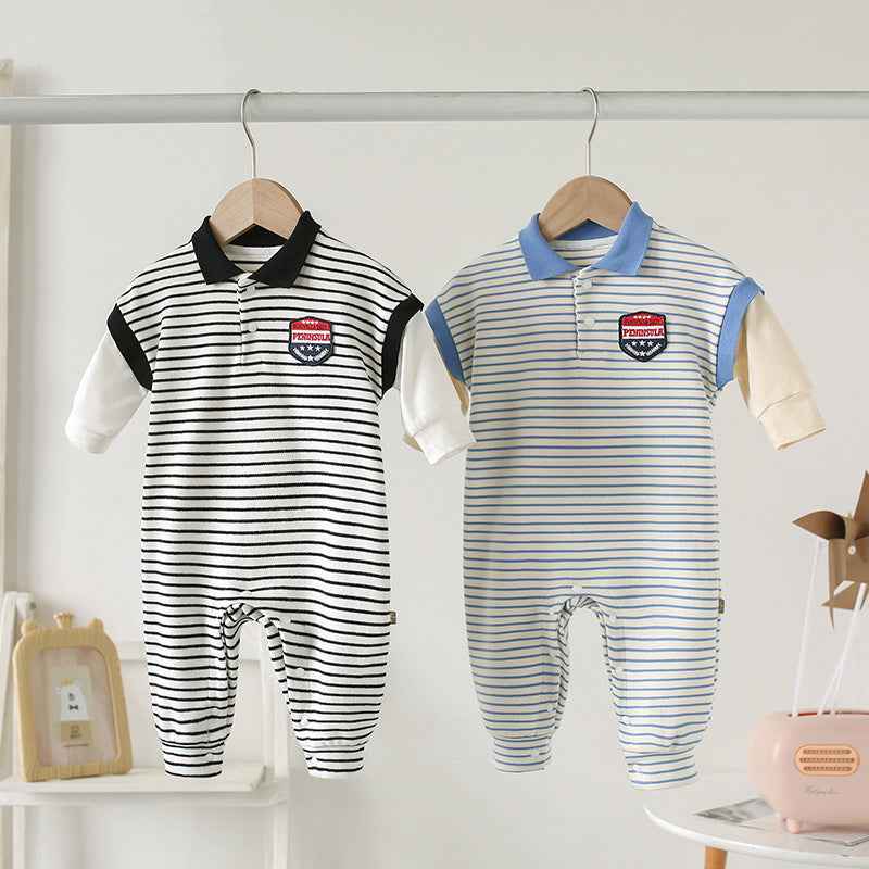 Baby Onesies Striped Male Baby Newborn Clothes Baby Autumn Clothes - MIQ Store