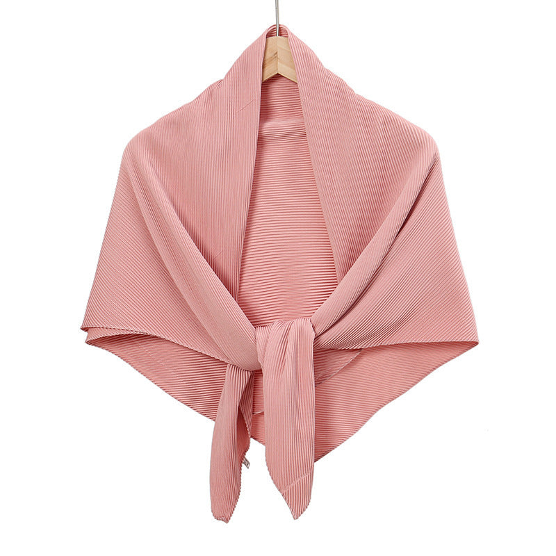 Solid Color Satin Crumpled Large Kerchief Fashion Scarf