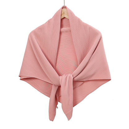 Solid Color Satin Crumpled Large Kerchief Fashion Scarf