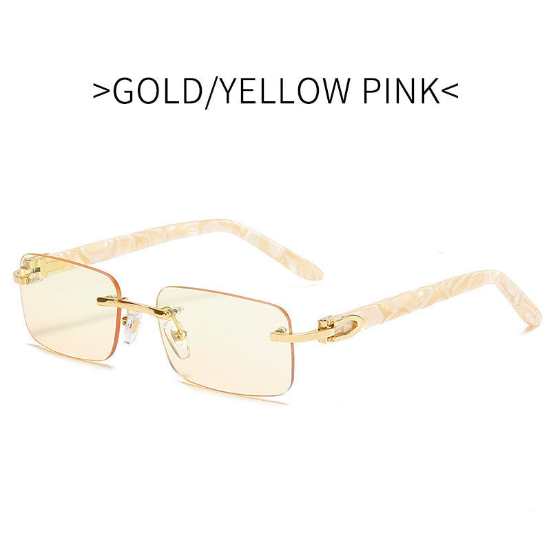 Small Square Frameless Acetate Sunglasses