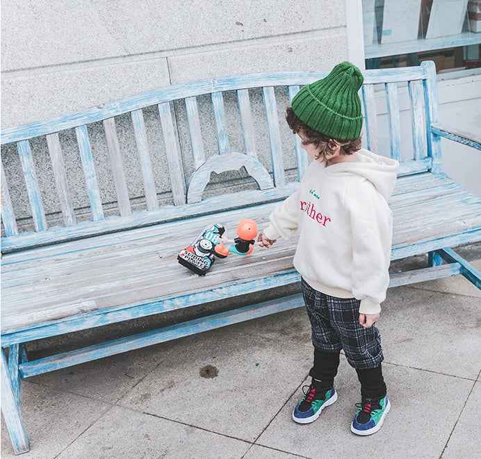 Boys plus velvet sweater 1-3 years old tide 2 thick baby autumn clothes male children's shirt male baby hooded children autumn and winter - MIQ Store