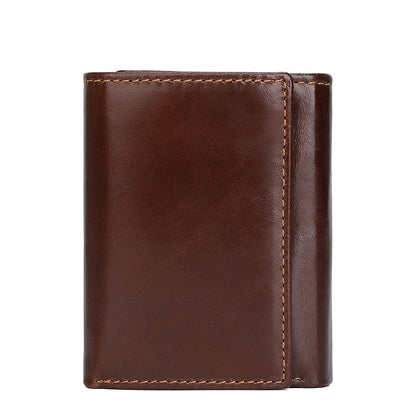 Men's RFID Anti-theft Swiping Multiple Card Slots Short Vintage Leather Wallet