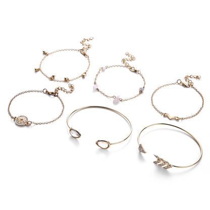 Broken Turquoise V-shaped Bracelet Six-piece Set