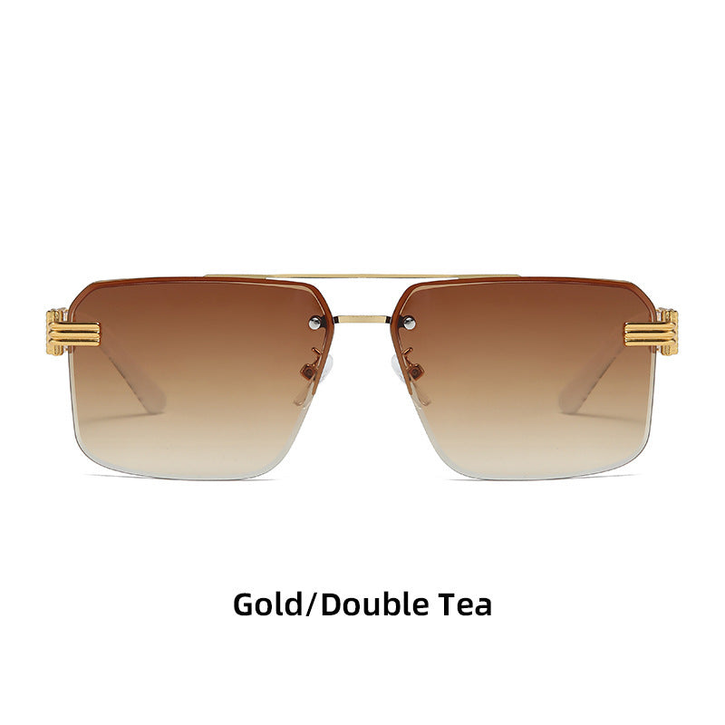 Women's Square Trimmed Frameless Sunglasses With Large Frame