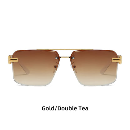 Women's Square Trimmed Frameless Sunglasses With Large Frame