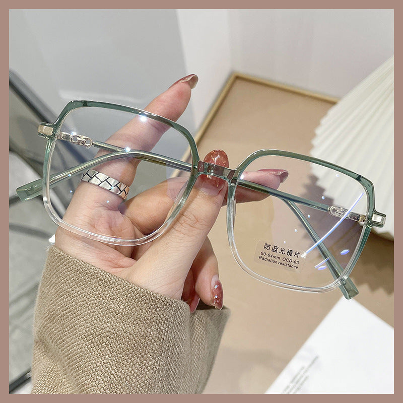 Big frame flat mirror net red frame glasses