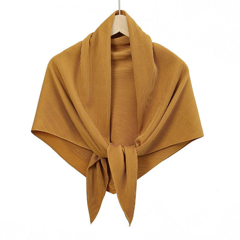 Solid Color Satin Crumpled Large Kerchief Fashion Scarf