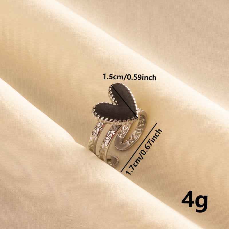 304 Stainless Steel Heart-shaped Drip Open Ring For Women - MIQ Store