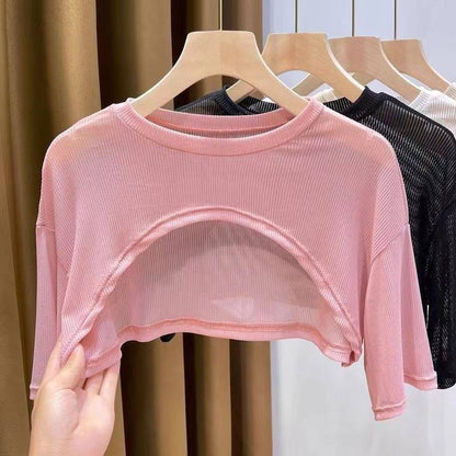 Personalized Hollow Thin High Waist Ultra Short Sun Protection Cardigan Shawl