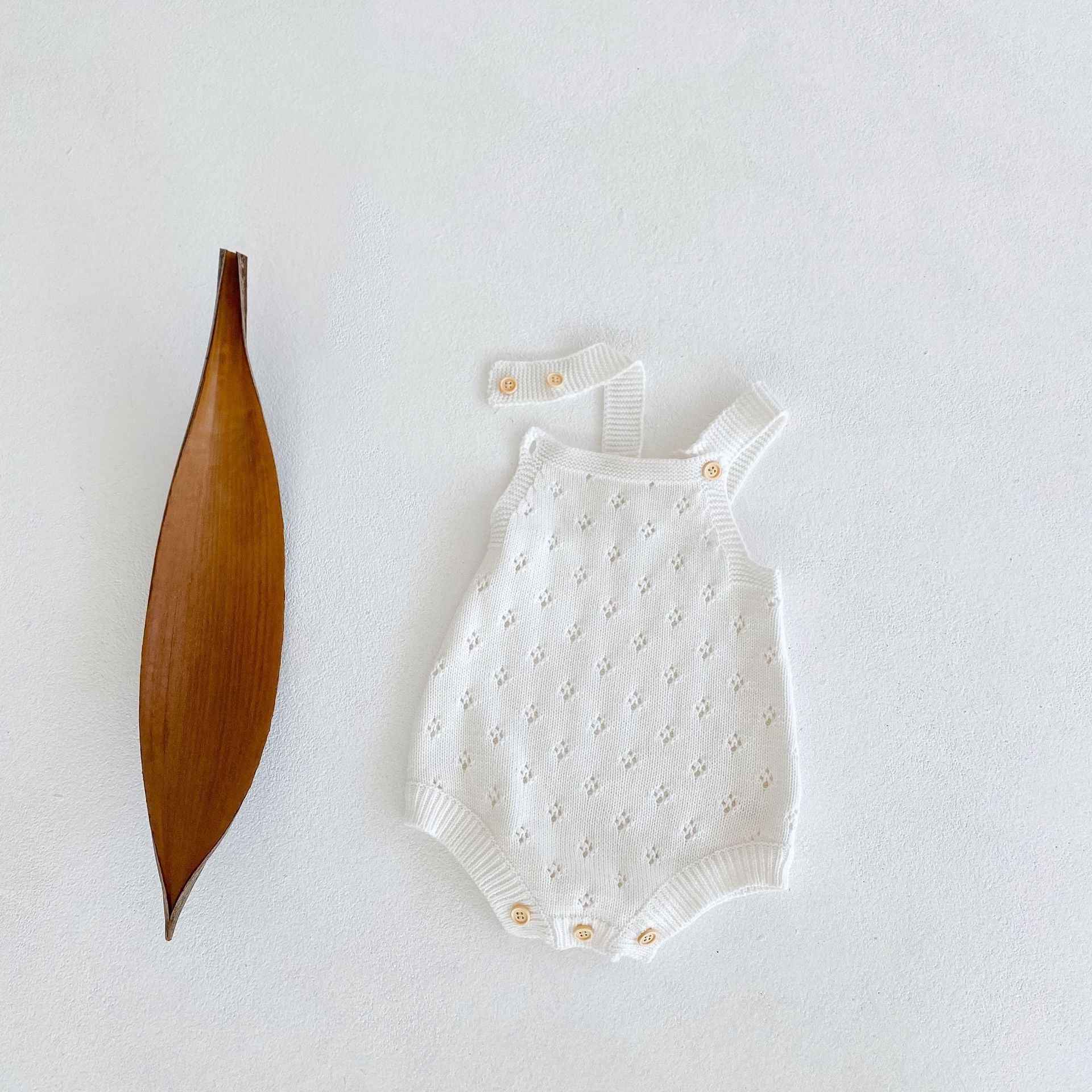 Male And Female Baby Hollow Strap Romper Knitted Wool Jumpsuit - MIQ Store