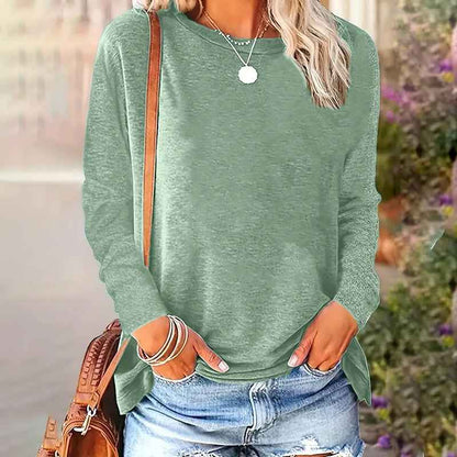 4 Pack Women's Solid Color Casual Set Round Neck Long Sleeve Tops For Spring&Fall
