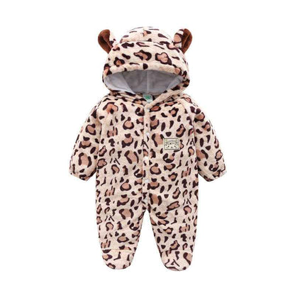 Baby Cow Hooded Crawling Clothes Flannel One Piece Clothes 0 1 Male And Female Baby Outerwear - MIQ Store