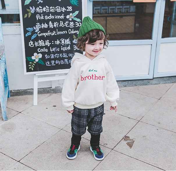 Boys plus velvet sweater 1-3 years old tide 2 thick baby autumn clothes male children's shirt male baby hooded children autumn and winter - MIQ Store