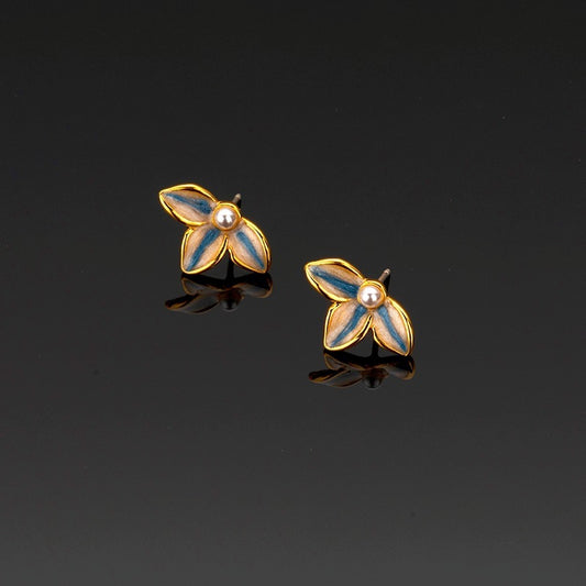 Hand-painted Leaf-shapepd Stud Earrings