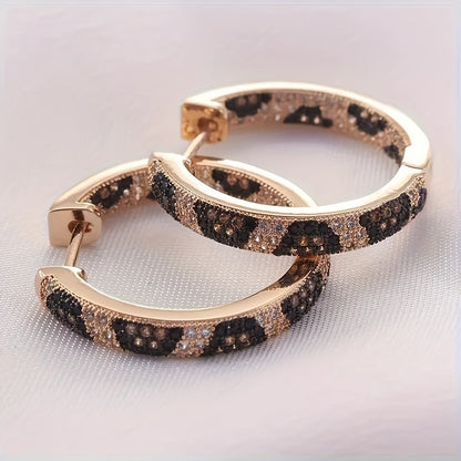 Leopard Print Ear Ring Micro Inlaid Zircon Popular Golden Earrings