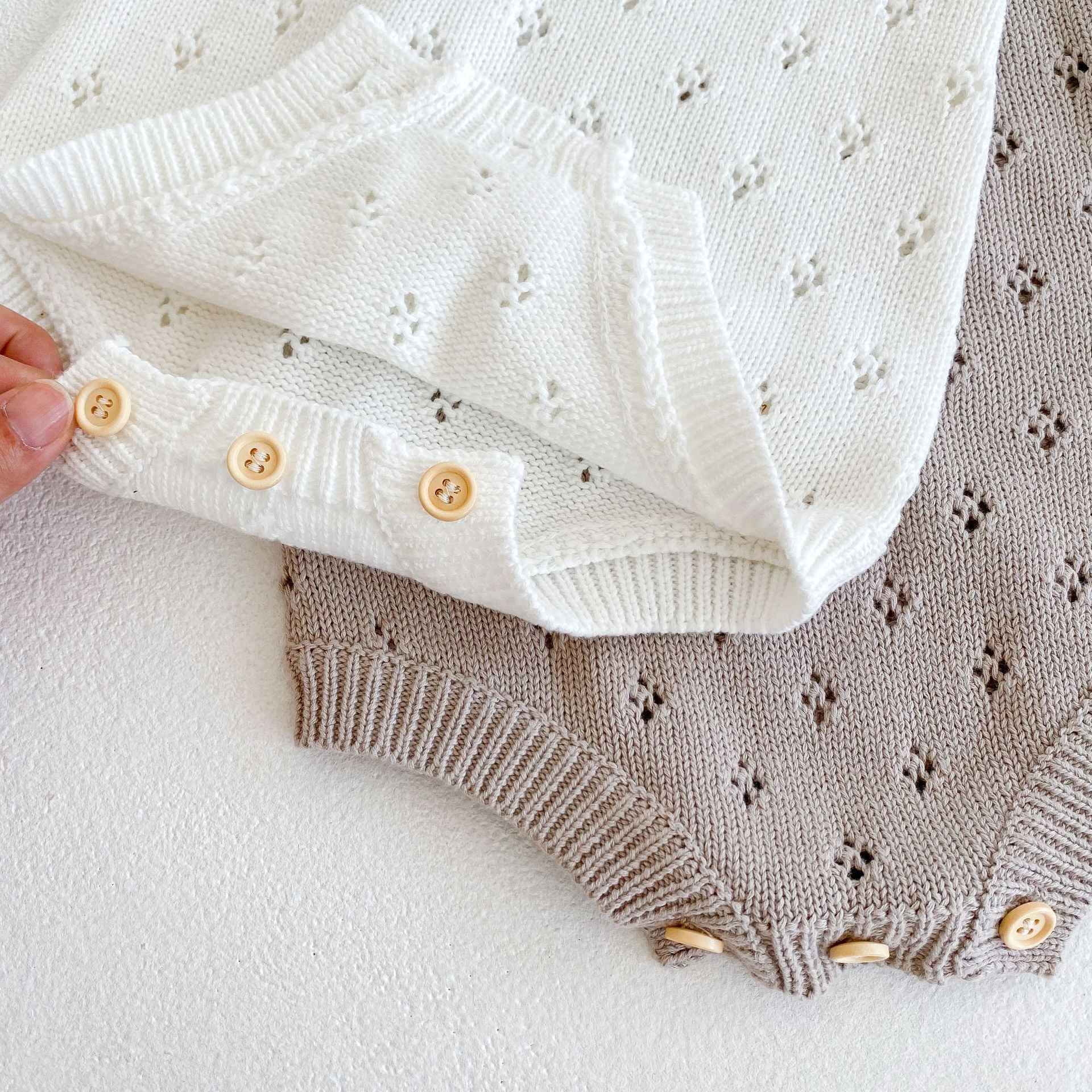 Male And Female Baby Hollow Strap Romper Knitted Wool Jumpsuit - MIQ Store