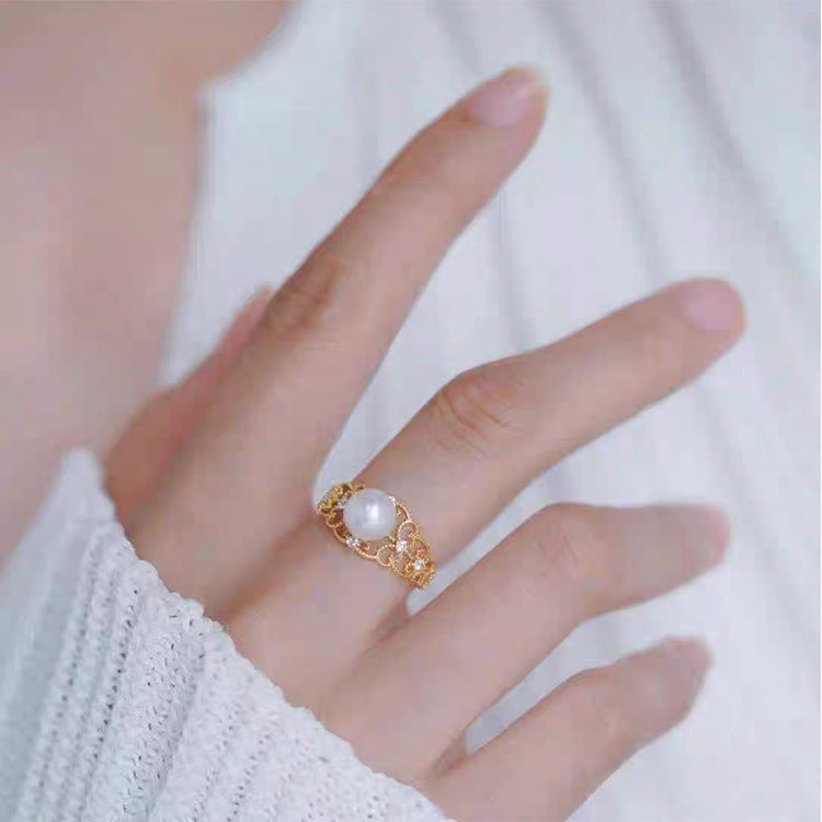 Retro Natural Open-end Pearl Ring Women