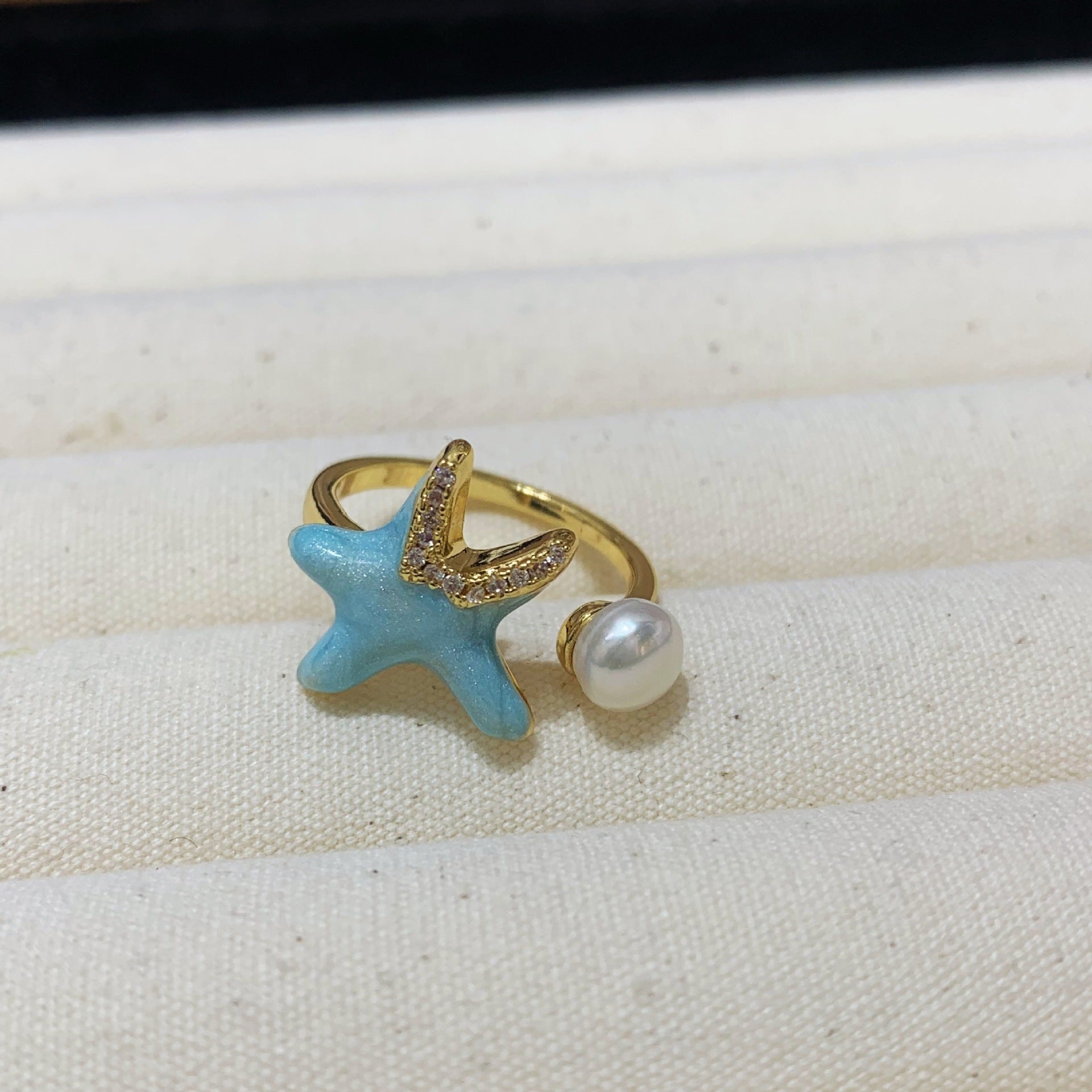 Fashion Freshwater Pearl Ring Colorful Painting Oil Flowers