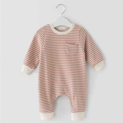 Male And Female Baby Striped Long-sleeved Jumpsuit - MIQ Store