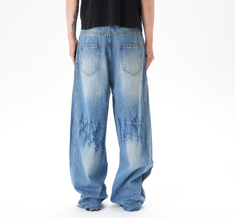 Cut Washed Vintage Washed Wide Leg Machete Jeans