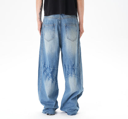 Cut Washed Vintage Washed Wide Leg Machete Jeans