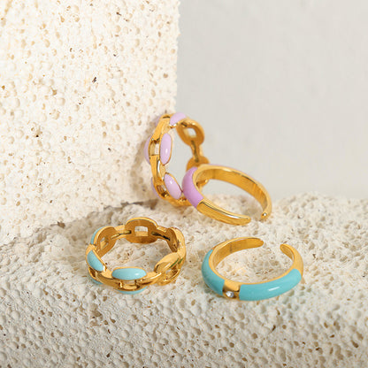 Niche Personalized Cold Style Geometric Dripping Titanium Steel Gold-plated Ring