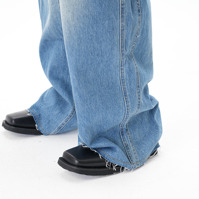 Cut Washed Vintage Washed Wide Leg Machete Jeans
