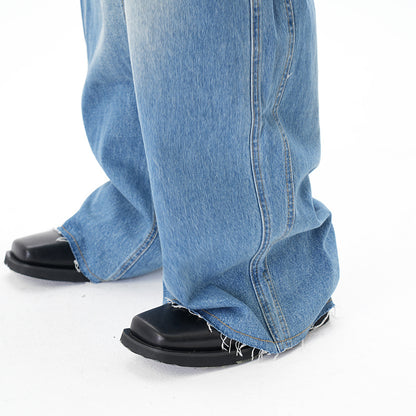 Cut Washed Vintage Washed Wide Leg Machete Jeans