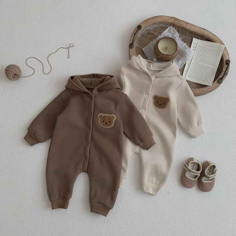 Jumpsuit Coat Male And Female Baby Fleece-lined Cartoon Bear - MIQ Store