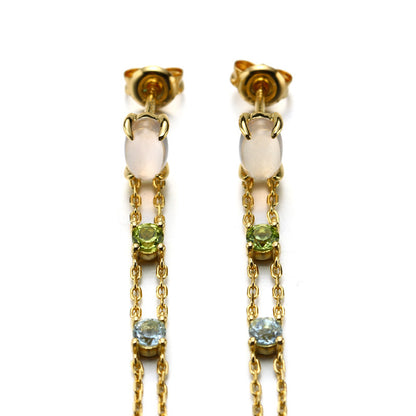 Natural Crystal Tassel Double-layer Earrings For Women
