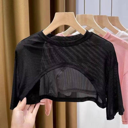Personalized Hollow Thin High Waist Ultra Short Sun Protection Cardigan Shawl