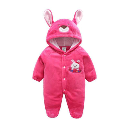 Baby Cow Hooded Crawling Clothes Flannel One Piece Clothes 0 1 Male And Female Baby Outerwear - MIQ Store