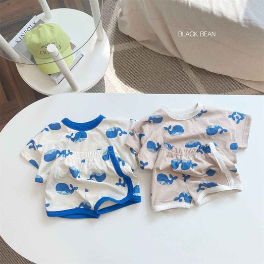 New Baby Cartoon Printing Suit Male And Female Baby