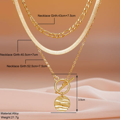Fashion European And American Style Coin Wafer Pendant Snake Bones Chain