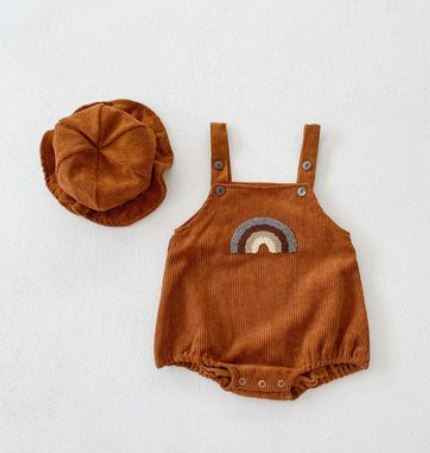Male And Female Baby Corduroy Rainbow Sling Romper Bag Fart Clothes - MIQ Store